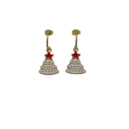 earrings hoop steel gold christmas tree